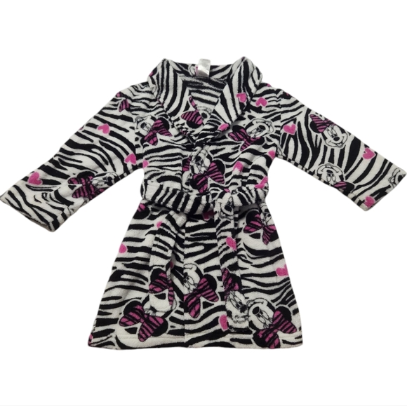 Disney Minnie Mouse Zebra Bath Robe Size Small(6/6X) - Picture 1 of 3